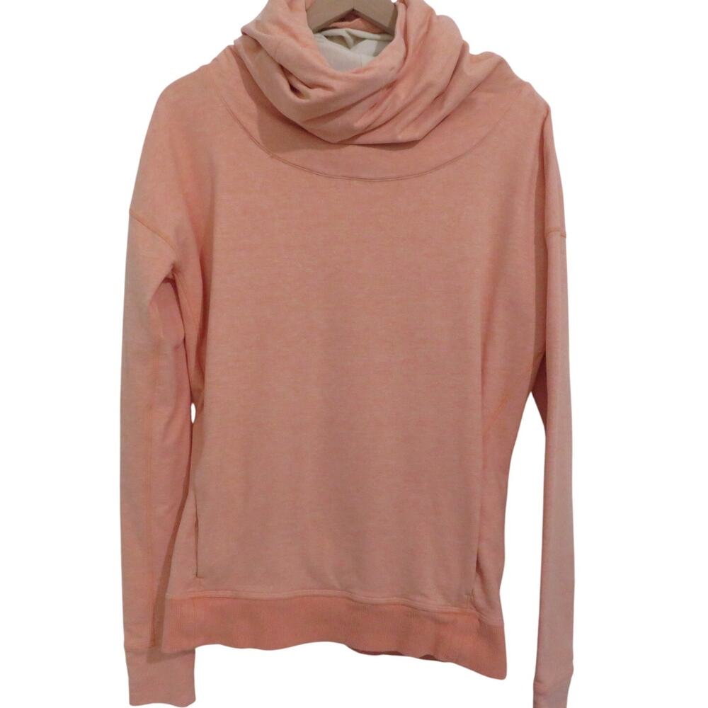 Lululemon Women Sz 8 Blush Peach Stress Less Hoodie Cowl Neck Pullover Sweater